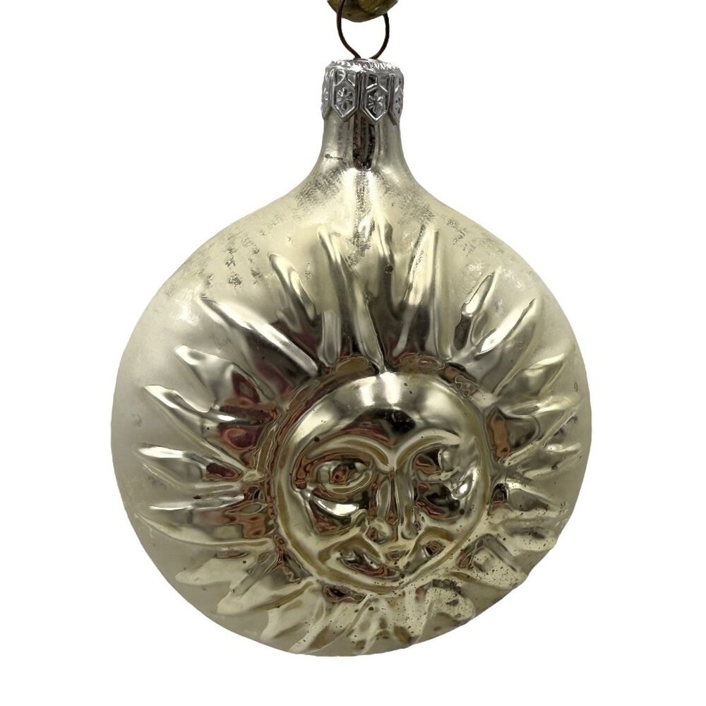 Poland Glass Silver Sun Christmas Ornament 4.5” Celestial Whimsigoth Witchcore - Picture 4 of 6